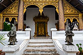 Luang Prabang, Laos - Wat Choum Khong guarded by two Chinese gods.